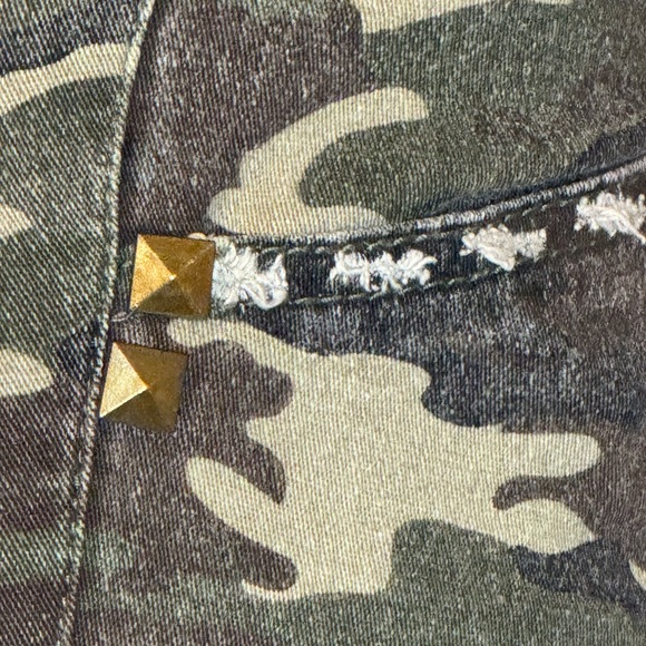 Vintage 90s Distressed Camouflage Spoon Jeans Skinny Twill pants 37” inseam. - Picture 6 of 11